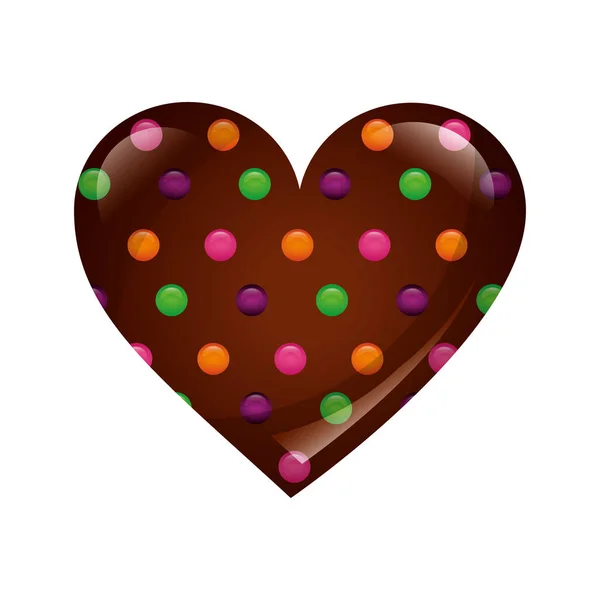 Słodkie serce czekoladowe chipsy cukierków — Wektor stockowy