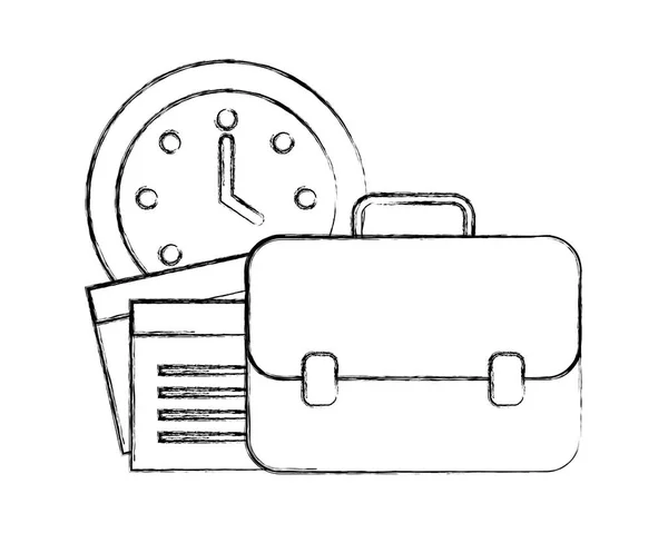 Bureau affaires porte-documents papier horloge temps — Image vectorielle