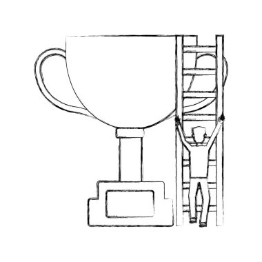 işadamı ve merdiven ile kupa Ödülü Kupası