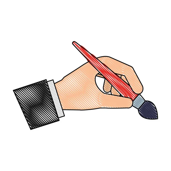 Рука тримає пензлик художню творчість — стоковий вектор