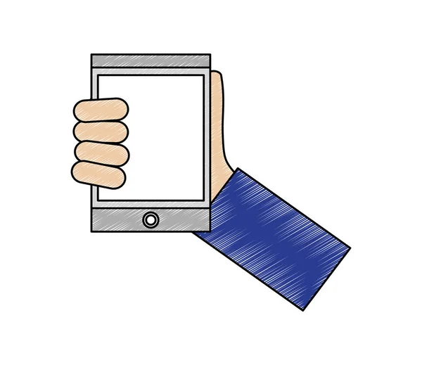 Mano con icona isometrica dispositivo tablet — Vettoriale Stock