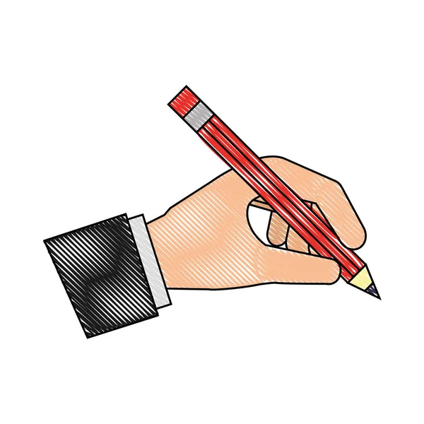 Hand innehav trä penna konstnärlig kreativitet — Stock vektor