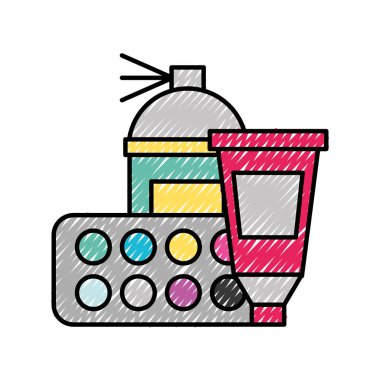 grafik tasarım sprey renk araç tüp ve palet