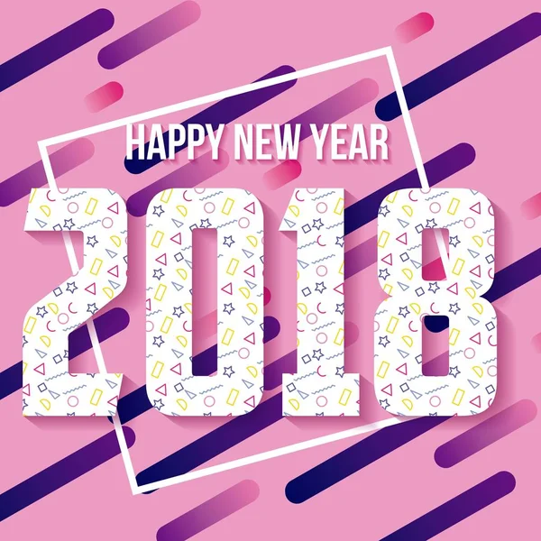Feliz año nuevo 2018 tema tarjeta de felicitación de diseño geométrico — Vector de stock