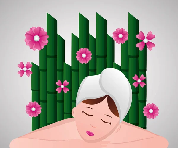 Mujer con toalla spa — Vector de stock