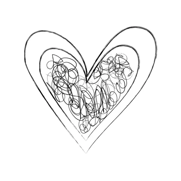 Hart liefde romantiek passie doodle afbeelding — Stockvector