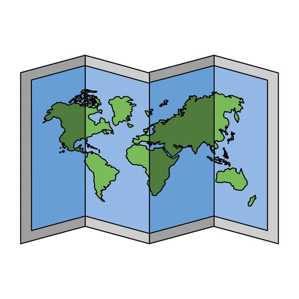 Mundo mapa dobrado sobre fundo branco — Vetor de Stock