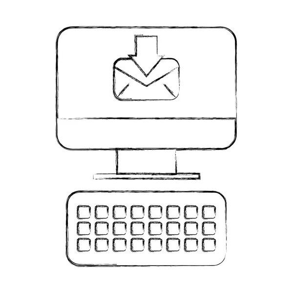 Ordenador recibir mensaje de correo electrónico digital — Archivo Imágenes Vectoriales