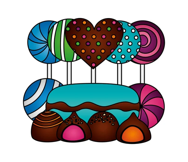 Sweet lollipops macarons caramel bonbons chocolate — Διανυσματικό Αρχείο