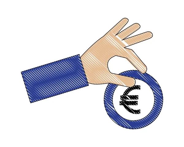 Jeton Euro izole el simgesi — Stok Vektör