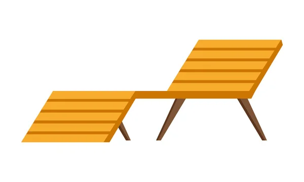 Wooden deck chair on white background — Stock Vector