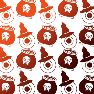 göz ve şapka cadı desenli cadılar bayramı kazanı