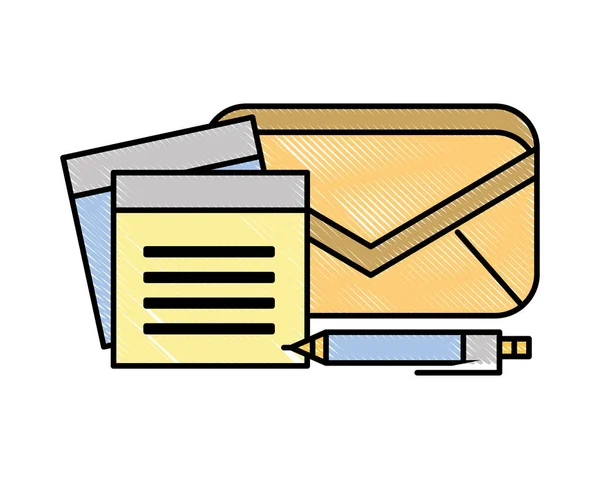 Büro E-Mail Notiz Notiz Stift Zubehör — Stockvektor