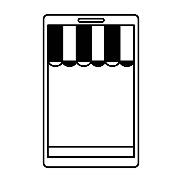 Smartphone comercio electrónico en línea sobre fondo blanco — Vector de stock