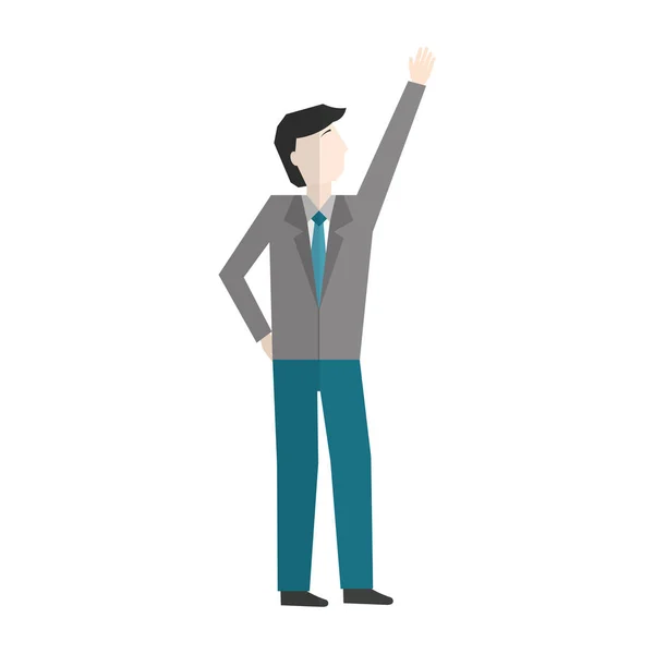 Uomo d'affari con mano personaggio avatar — Vettoriale Stock