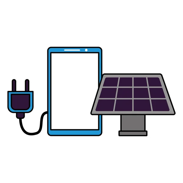 Smartphone solární panel elektrická zástrčka — Stockový vektor