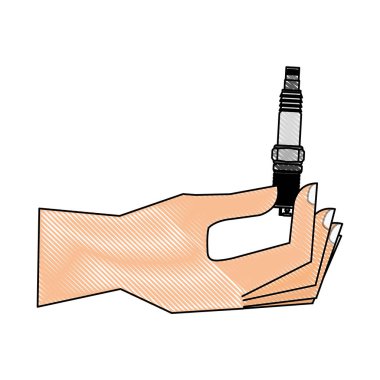 Buji motoru parçası ile el