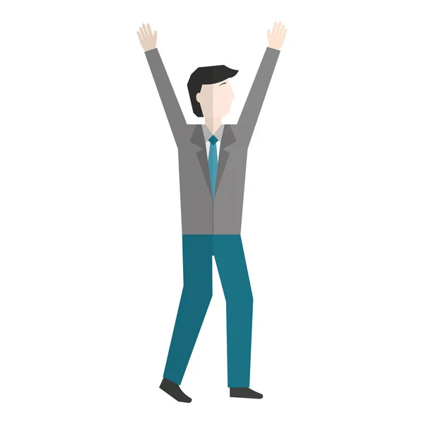 Uomo d'affari con le mani in alto personaggio avatar — Vettoriale Stock
