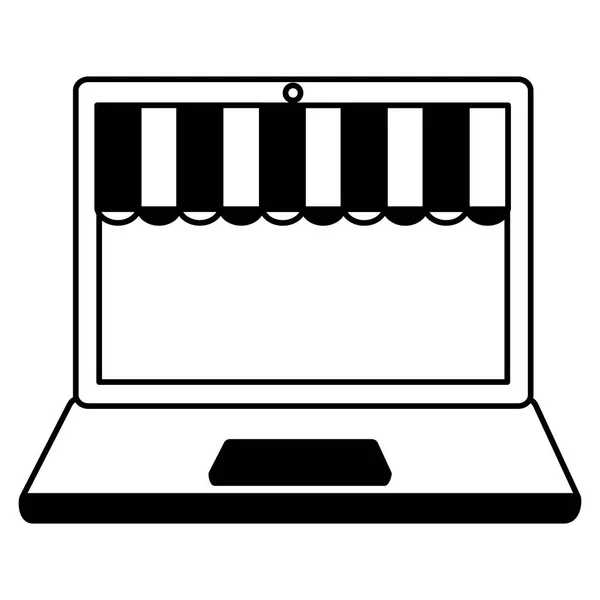 Laptop online ηλεκτρονικό εμπόριο σε λευκό φόντο — Διανυσματικό Αρχείο