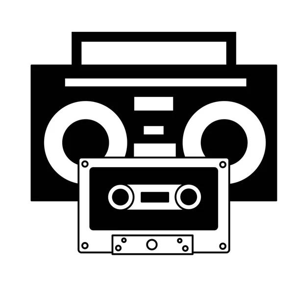 Boombox stéréo et cassette fond de musique — Image vectorielle