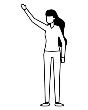 Beyaz arka planda kadın karakter ayakta