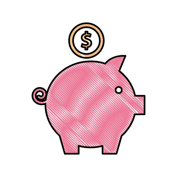 Savings piggy silhouette isolated icon — Stock Vector