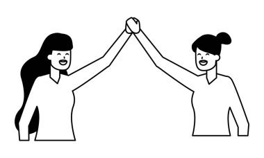 Beyaz arka planda iki kadın karakter portre