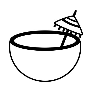 beyaz arka planda hindistan cevizi kokteyl şemsiyesi