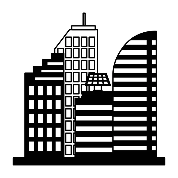 Skyscrapers city urban buildings exterior — Stock Vector