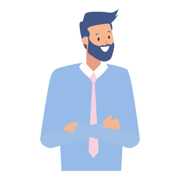Geschäftsmann Charakter Porträt auf weißem Hintergrund — Stockvektor