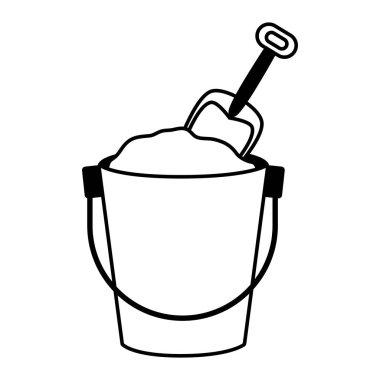 kova kum kürek oyuncak beyaz arka plan