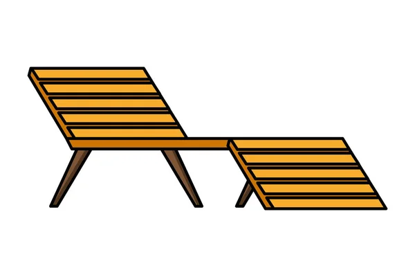 Liegestuhl aus Holz auf weißem Hintergrund — Stockvektor