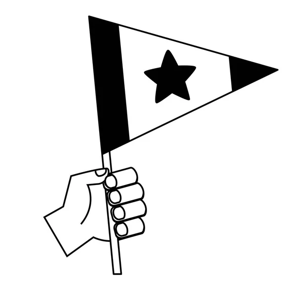 Main tenant drapeau avec étoile — Image vectorielle
