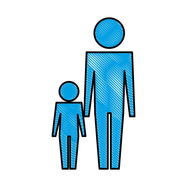 Father and son silhouette isolated icon — Stock Vector