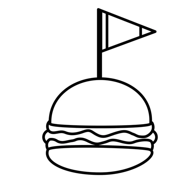 Burger och flagga amerikanska självständighetsdagen — Stock vektor