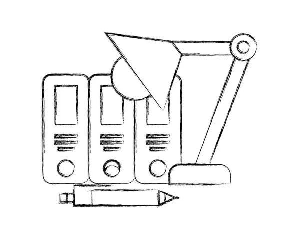 Leganti per ufficio penna e lampada forniture — Vettoriale Stock