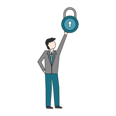 asma kilit avatar karakter ile işadamı