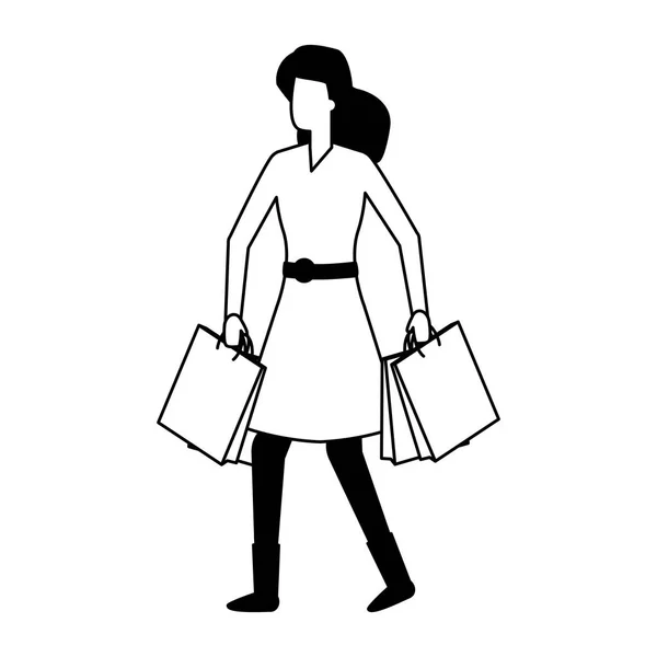 Жінка тримає сумки — стоковий вектор