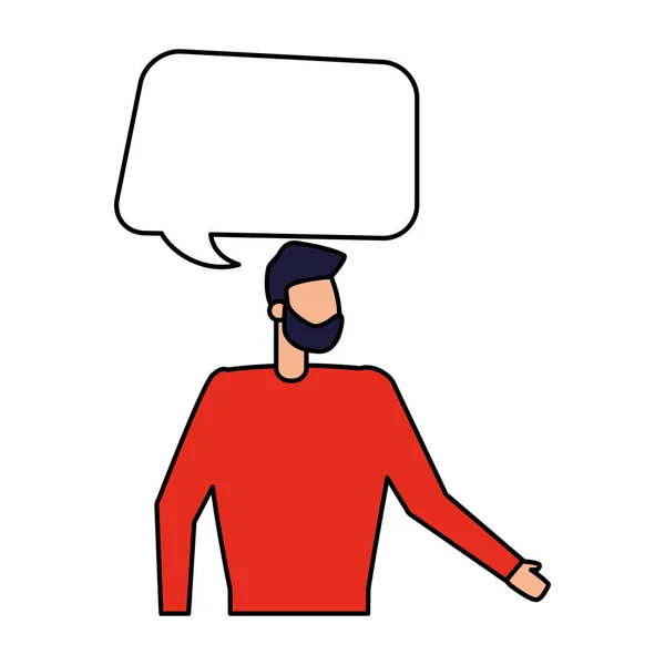 Homme personnage parler bulle sur fond blanc — Image vectorielle
