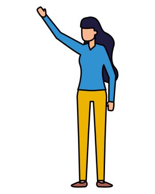 Beyaz arka planda kadın karakter ayakta