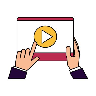 tablet video oynatıcı tutan eller