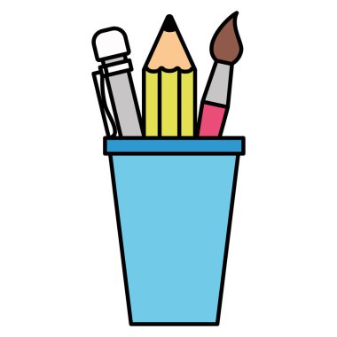 kalem Paintbrush ile okul fincan geri