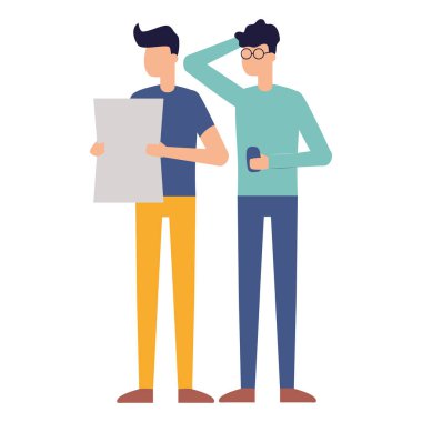 akıllı telefon ve belge ile erkekler