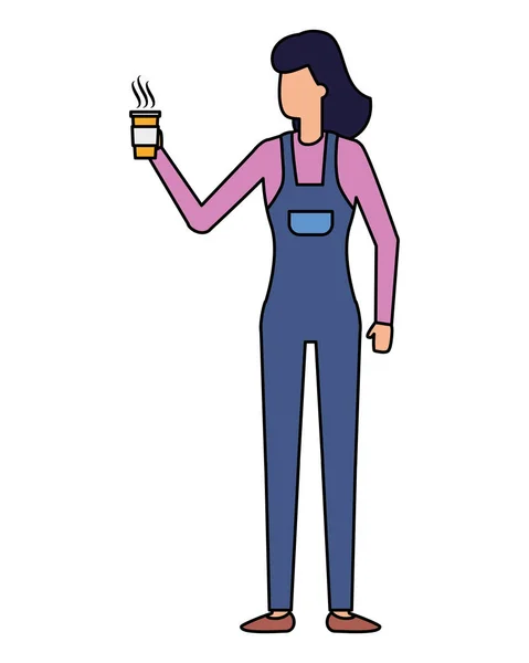 Fiatal nő kezében kávéscsésze — Stock Vector