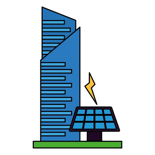 Panel solar inteligente edificio de la ciudad — Vector de stock