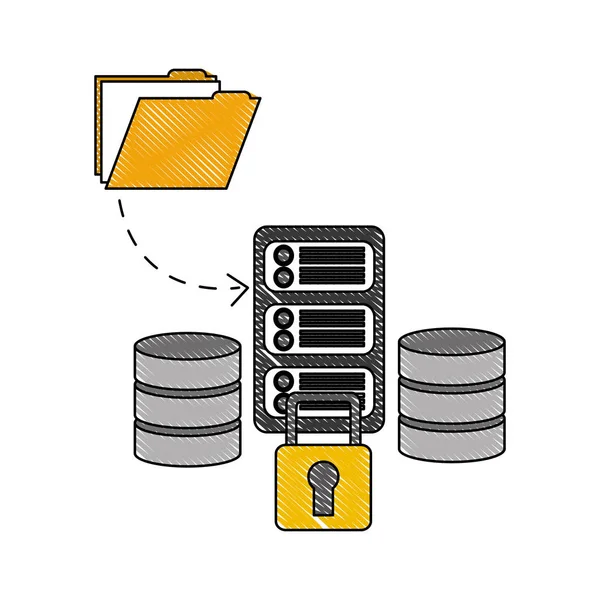 Database server center file information security — Stock Vector