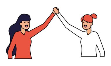 Beyaz arka planda iki kadın karakter portre