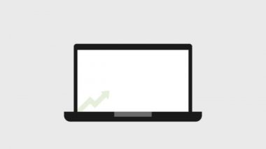 dizüstü bilgisayar ekranında para faturası ile büyüyen grafik ok yükselen ekonomi simgeleri