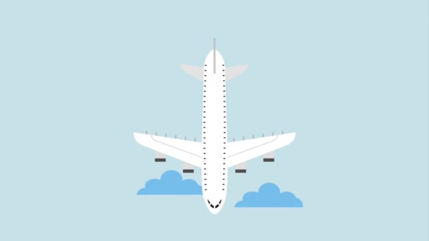 Airplane flying through clouds topview icons — Stock Video