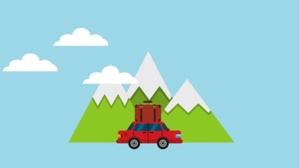 automobil kufr hory mraky cesty cesty cesty ikony